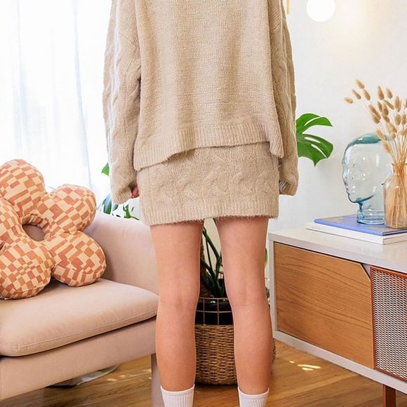 CABLE KNIT CARDIGAN AND HIGH WAIST - Picture 3 of 4